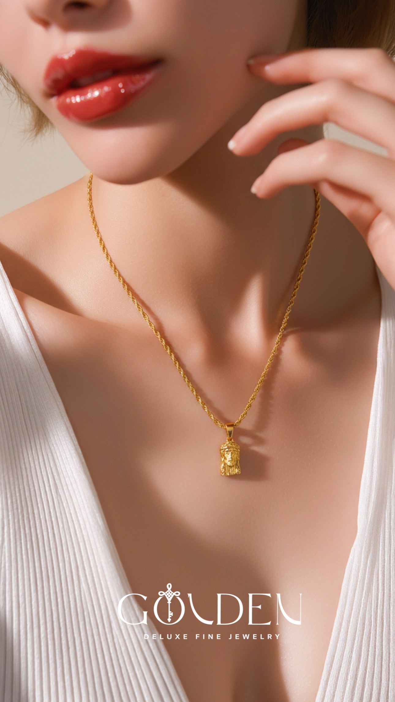 Rope Chain with Jesus Face